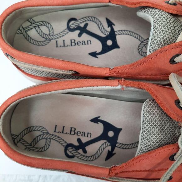 L.L. Bean Leather‎ Loafers Deck Shoes Peach Colored Women's Size 6M - Picture 8 of 10